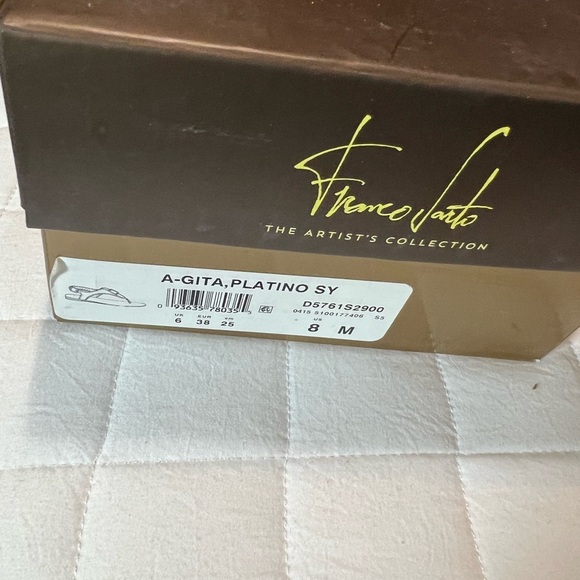 Metallic Champagne T-Strap Sandals with Adjustable Buckle - Picture 5 of 5